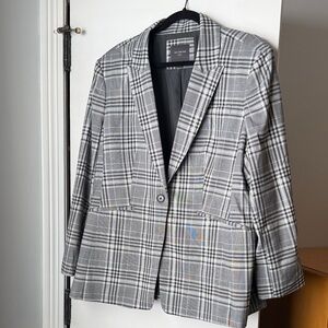 The Limited Cassidy Black White and Gray Plaid Blazer